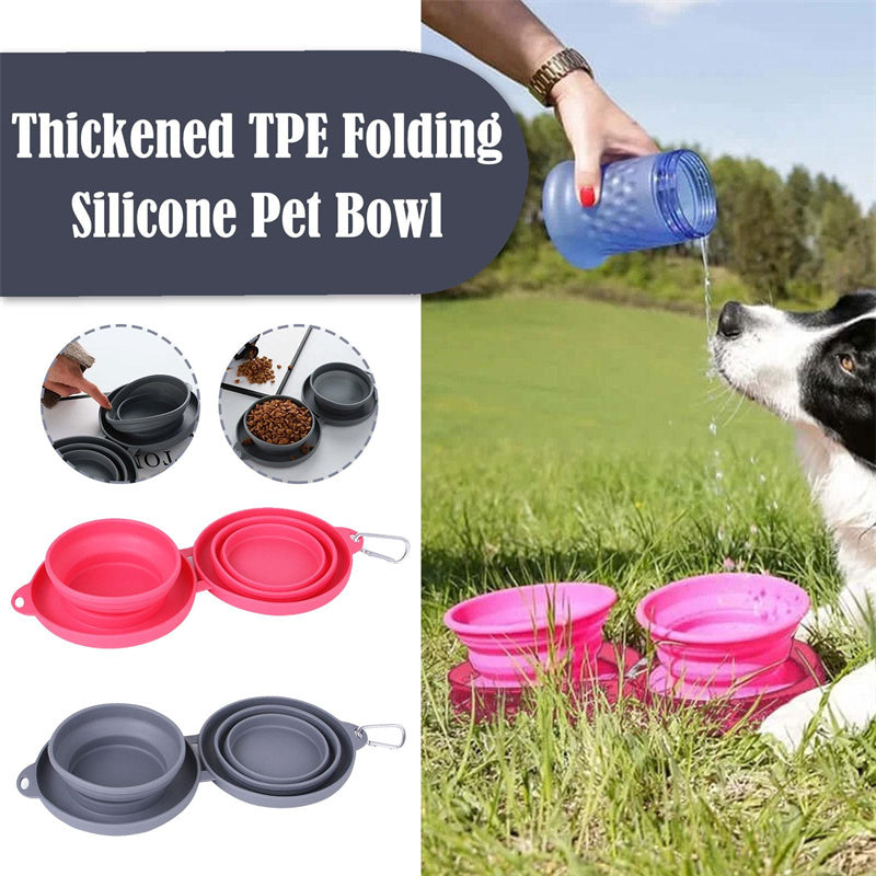 Rubber Foldable Double Bowl | Pet Feeding Bowl