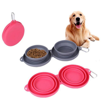 Rubber Foldable Double Bowl | Pet Feeding Bowl