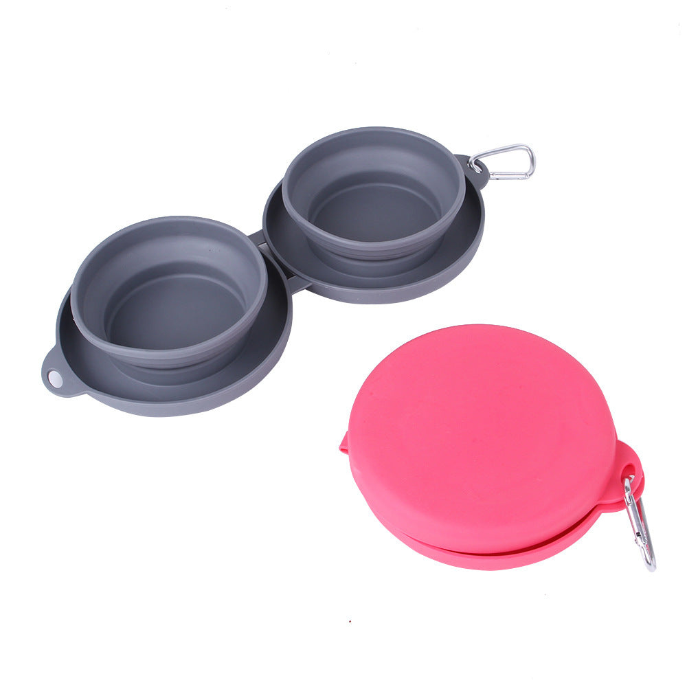 Rubber Foldable Double Bowl | Pet Feeding Bowl