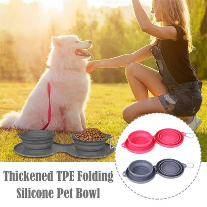 Rubber Foldable Double Bowl | Pet Feeding Bowl